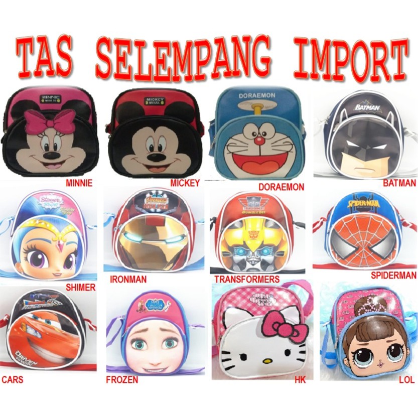  TAS  SELEMPANG  ANAK WATERPROOF PAUD TK SD LEBARAN KARAKTWR 