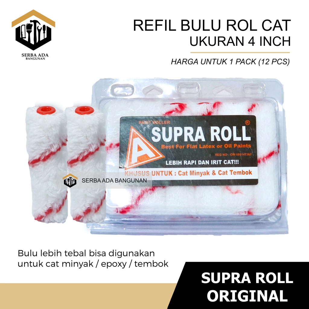 BULU ROLL Kapal &quot;SUPRA ROLL&quot; ORI 100% (Harga per 1kotak isi 1 lusin) Termurah / Cat tembok minyak