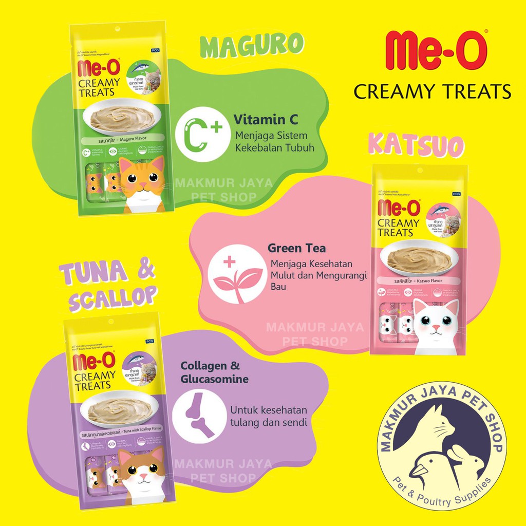 MeO Me-O Creamy Treats Snack Makanan Kucing isi 4 pcs / 15gr x 4