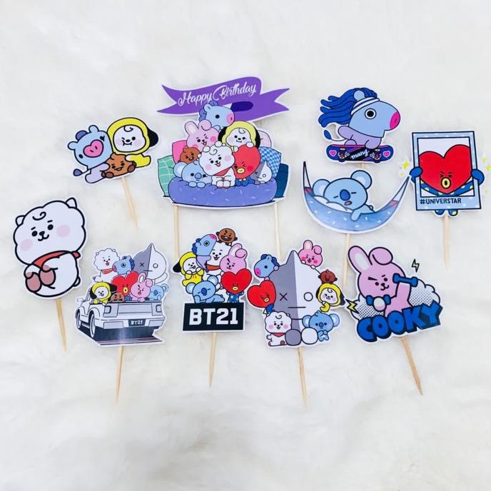 BTS / BT21 Kpop Cake Topper Birthday / Hiasan Kue Ultah - Murah