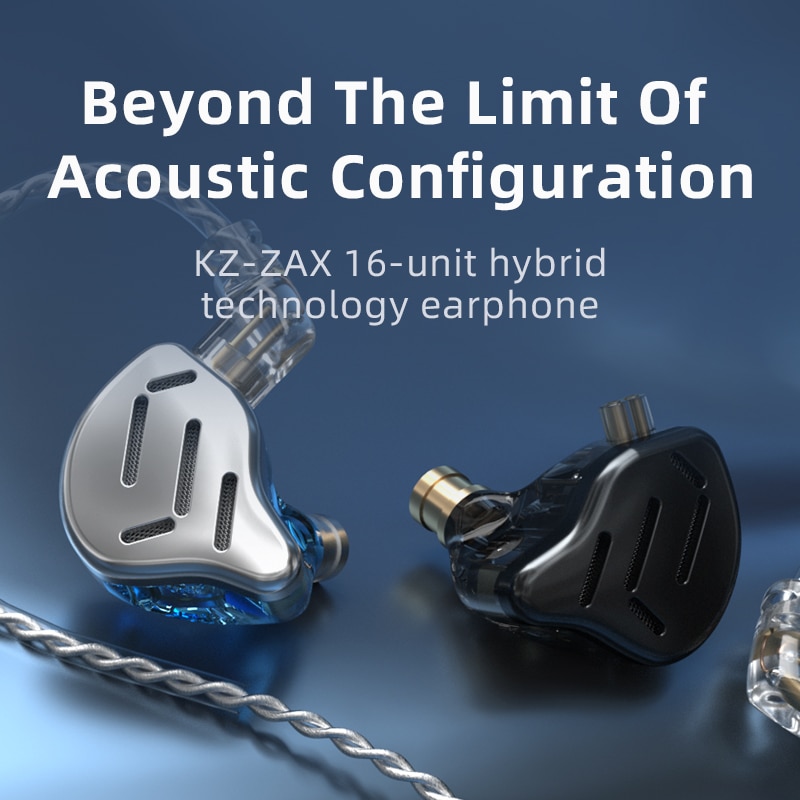 Kz Zax 7ba 1dd 16 Unit Earphone In Ear Musik Hifi Bahan Metal Kz Zsx Zs10 Pro As12 As16 C10 Pro Vx Ba8 Dm7