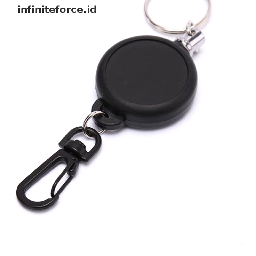 Infiniteforce.id 1pc Holder Kartu Id / Badge Retractable Warna Hitam Ukuran 60cm