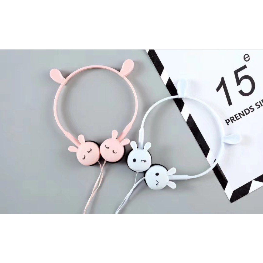 [KN-3017] Headphone Headset Bentuk Kepala KELINCI BERTELINGA / Earphone Overhead Motif Kelinci Lucu / Earphone Karakter Rabbit Head with Ear