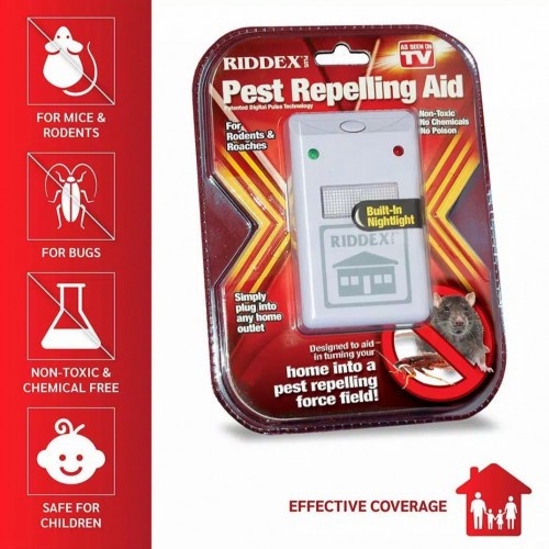 Riddex Plus Merah Quad Alat Frekuensi Pengusir Tikus Kecoak Serangga Nyamuk Lalat Pest Repelling Aid