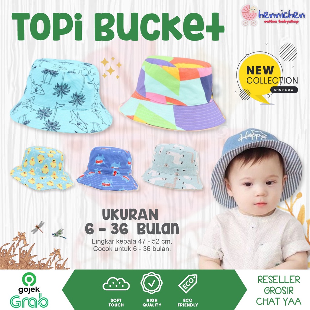 BUCKET HAT ANAK TERLARIS Topi bucket Happy Jeans Bucket Hat / Topi Bayi / Topi Anak