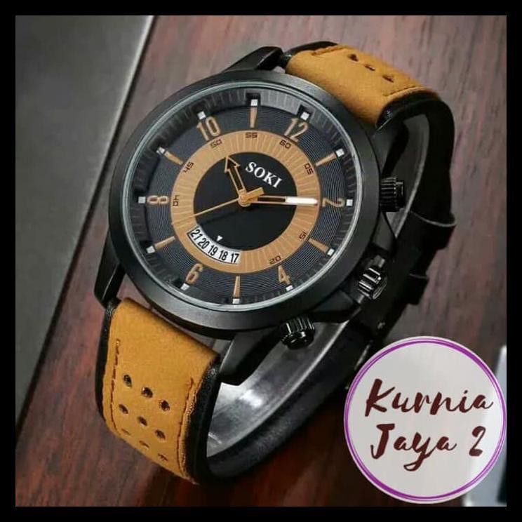 Indh Jam Tangan Pria Kulit Original Anti Air Jam Tangan Cowok Analog Army BERGARANSI Kode 1138