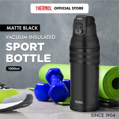 Thermos Sports Bottle Vacuum - Matte Black 1L (FJC-1001-MTBK) ORIGINAL