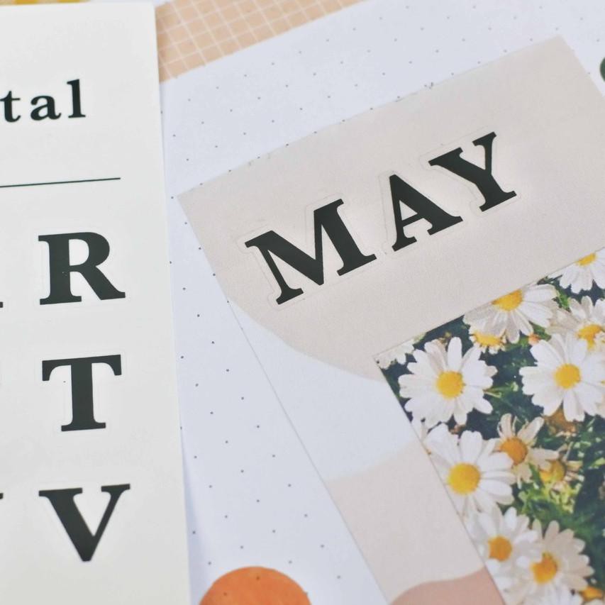 

[KODE 90] 72 huruf Capital | 74 Lowercase | 71 Number Transparan Sticker untuk Judul Tanggal Journal