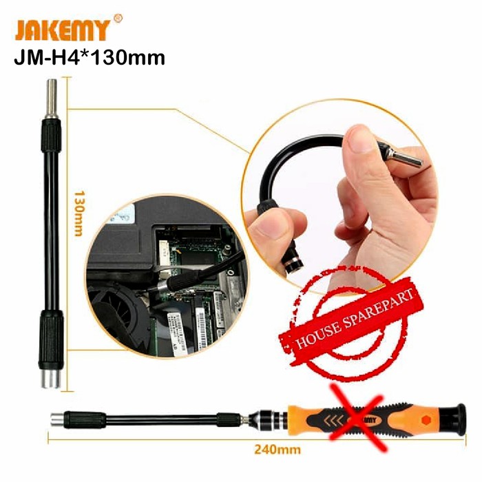 Jakemy Black Soft Extension Obeng Bar Flexibel JM-H4x130mm