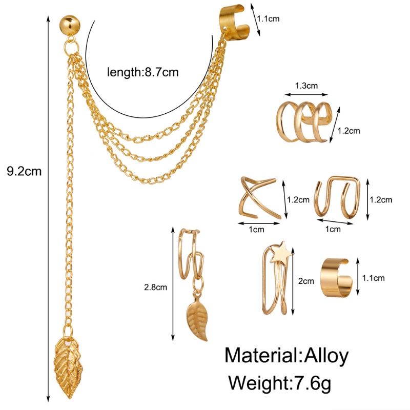 Ran 7pcs Anting Klip On Tanpa Tindik Untuk Bibir / Tulang Rawan Telinga