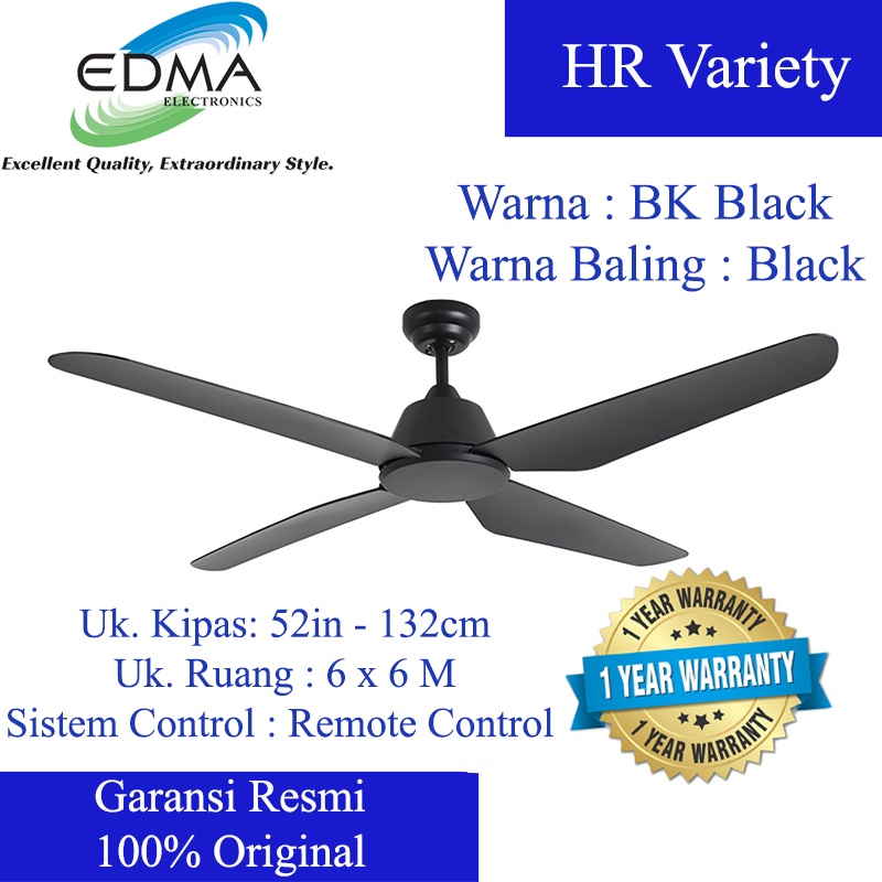 MT. EDMA 52in ATLAS Kipas Angin Gantung - Plafon (White,Black)