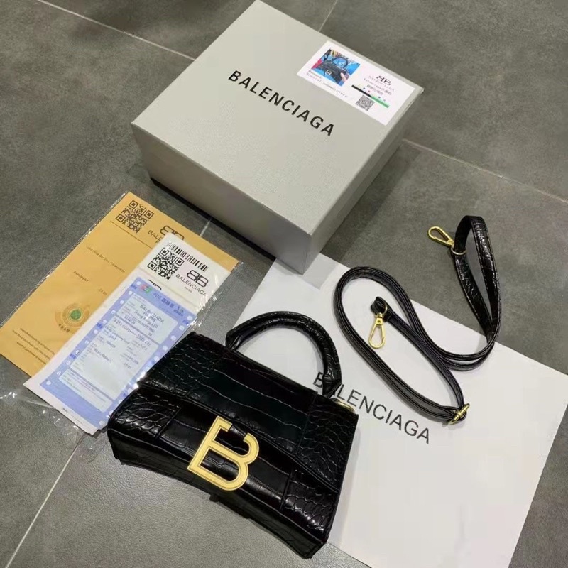 Balenciaga Mini Hourglass Croco Import