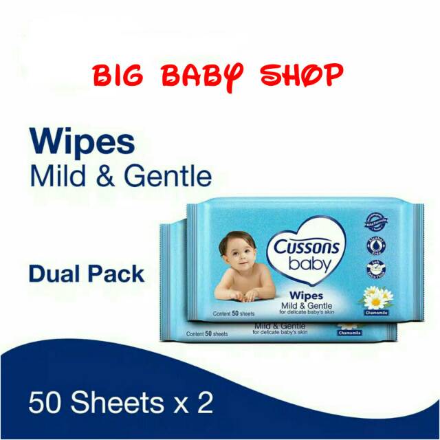 CUSSONS BABY Wipes/Tisu Basah CUSSONS Mild & Gentle Isi 50 Beli 1 Gratis 1