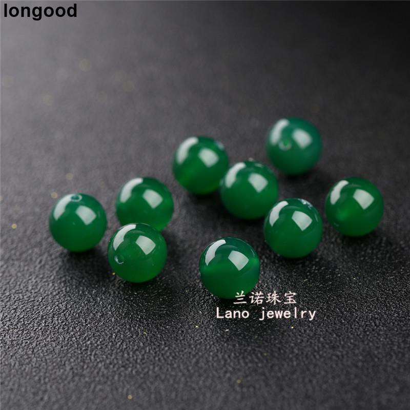 Natural Green Agate Loose Beads Jade Chalcedony Single Beads