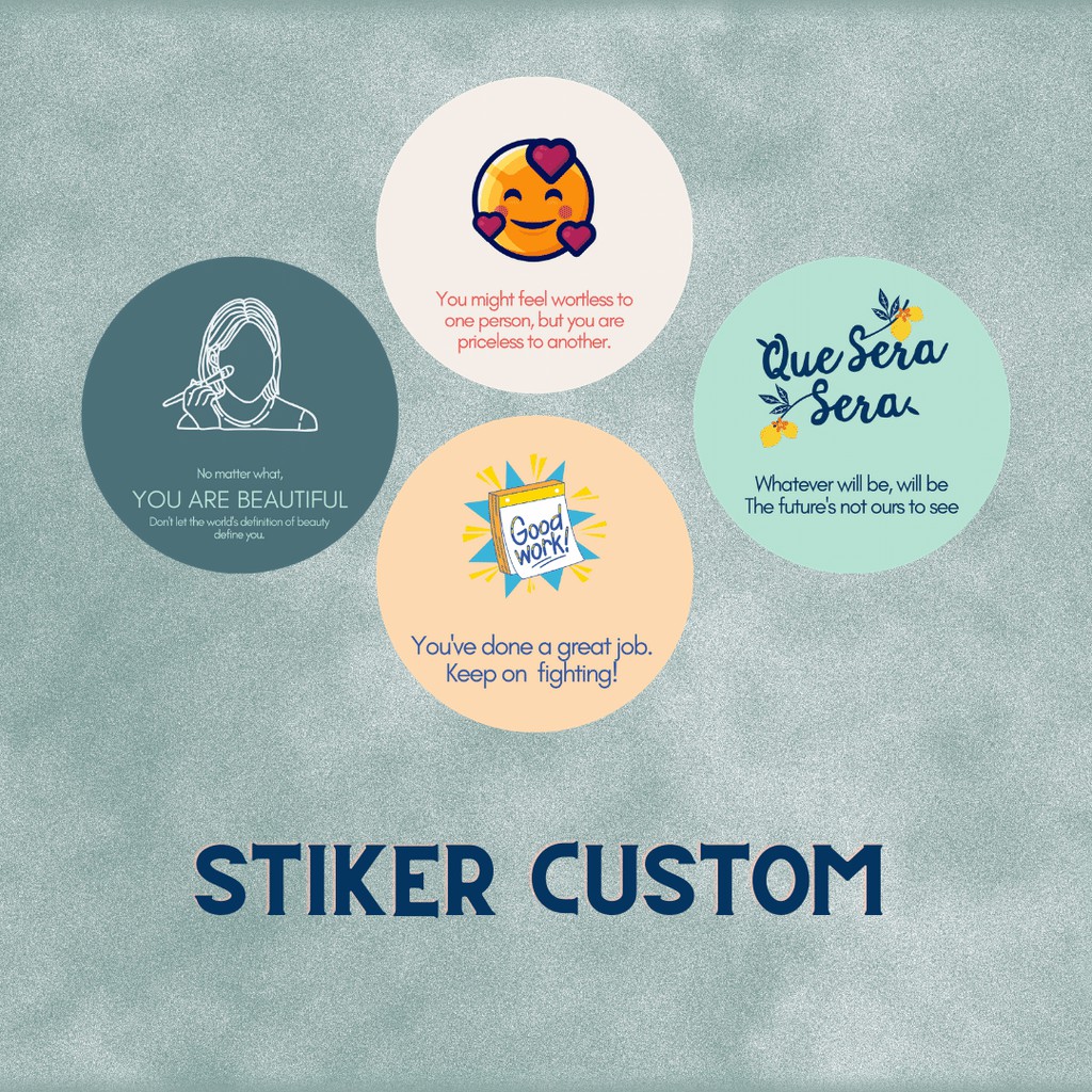 

Stiker Bulat Custom / Stiker Lucu / Stiker Kata Motivasi / Stiker Logo / Custom Murah