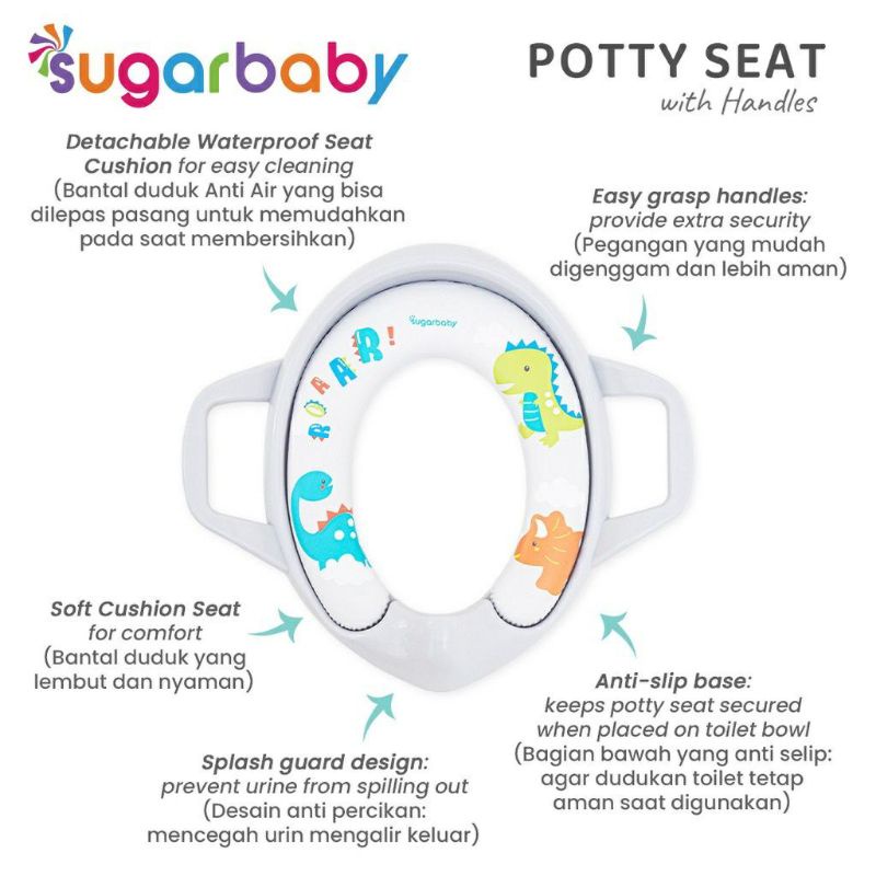 Sugar Baby Potty Seat With Handles &amp; Splash Guard | Dudukan Toilet Anak