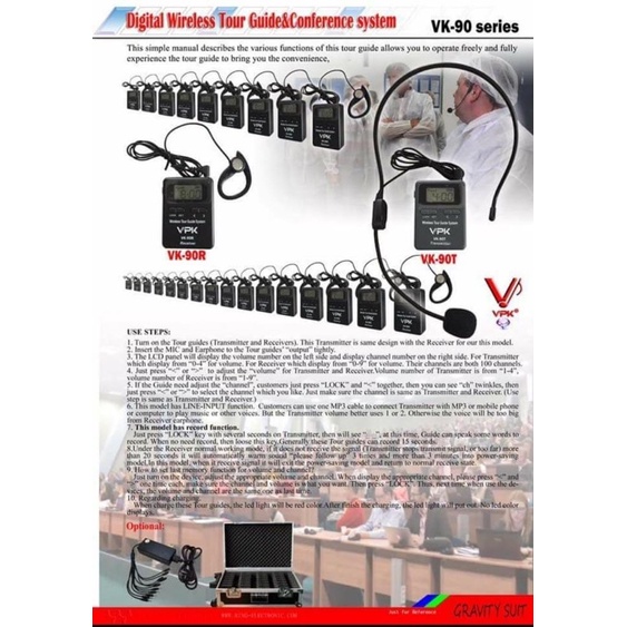 tour guide VPK VK90 wireless ORIGINAL vpk vk 90
