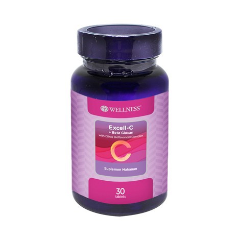 Wellness EXCELL C + BETA GLUCAN / QUERCETIN 30 Tabs Vitamin / Vit C 300 MG Betaglucan Immune Booster