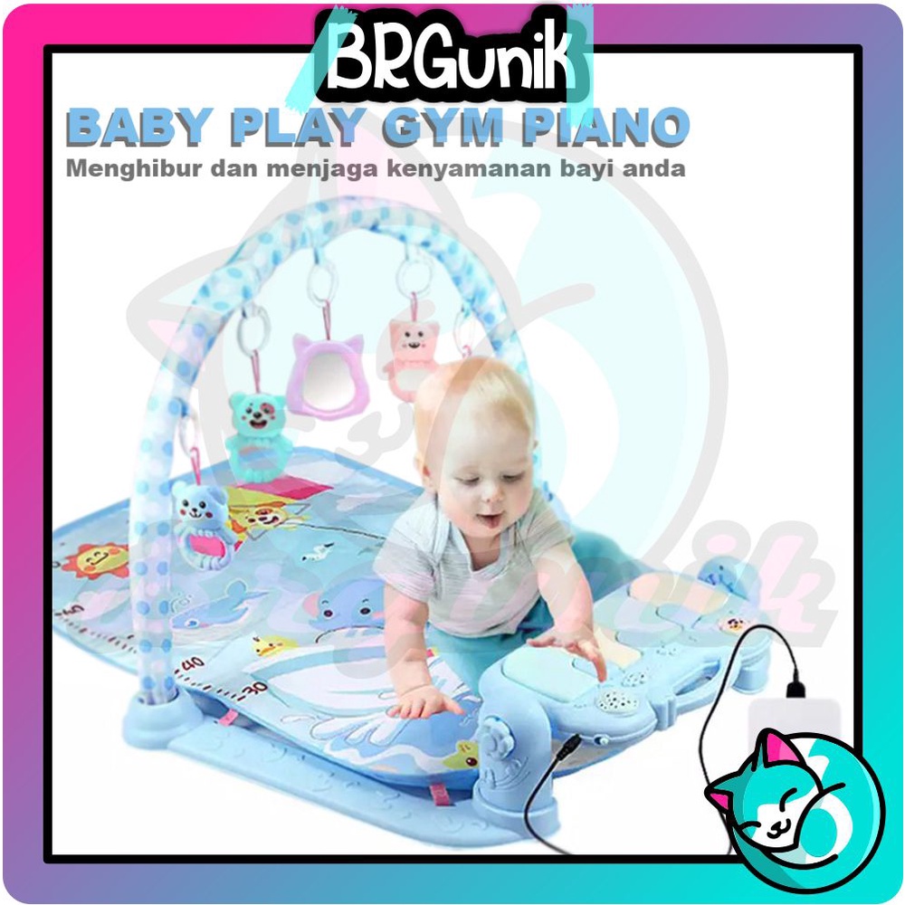 BRGUNIK Baby Play Gym Mainan Anak Bayi Rattle &amp; Piano Playmat Matras / Kasur Bayi Playgym Musical