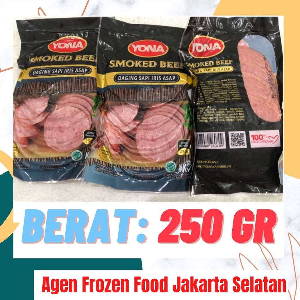 

Smoked Beef Yona 250gr Smoke beef Burger Daging Ham Sapi Halal Daging Hamburger Frozen Food Jakarta