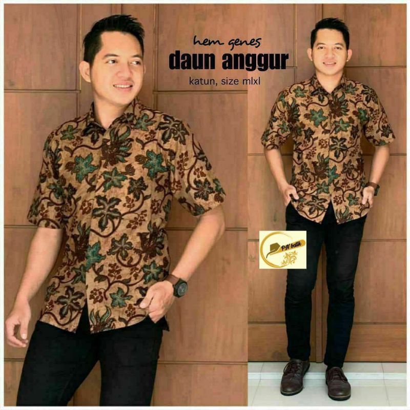 Kemeja batik pria lengan pendek reguler M L XL XXL  | Baju batik lengan pendek reguler