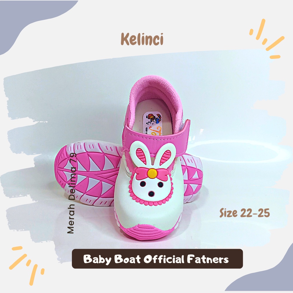 MD 79 - Sepatu Baby Prewalker Bunyi Cicit Anak Perempuan Motif Kelinci Model Baru