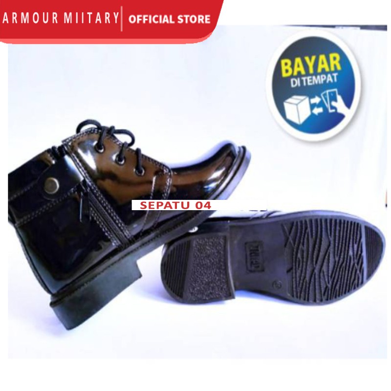 BISA COD PDH 03 TALI TNI AD - Sepatu PDH tali resleting tali kulit kilap