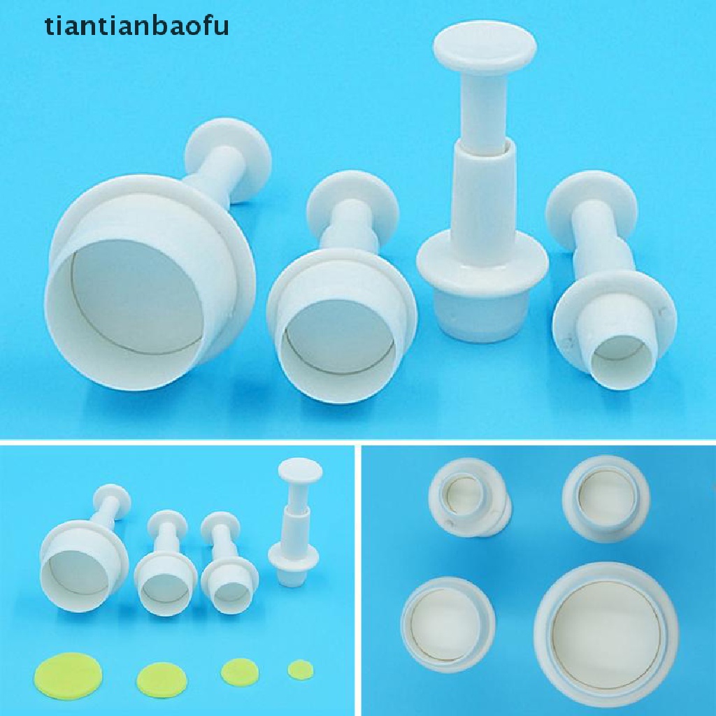 [tiantianbaofu] 4pcs Round Cookie Molds Cutter Fondant Cake Decorating Tools Kitchen Accessories Boutique