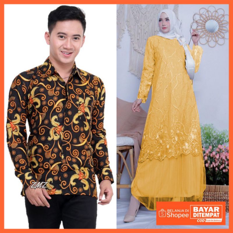 Maura Couple - Sania Ruffle Batik Couple ori Ndoro jowi DNT Garansi Termurah Shopee - BATIK MODERN