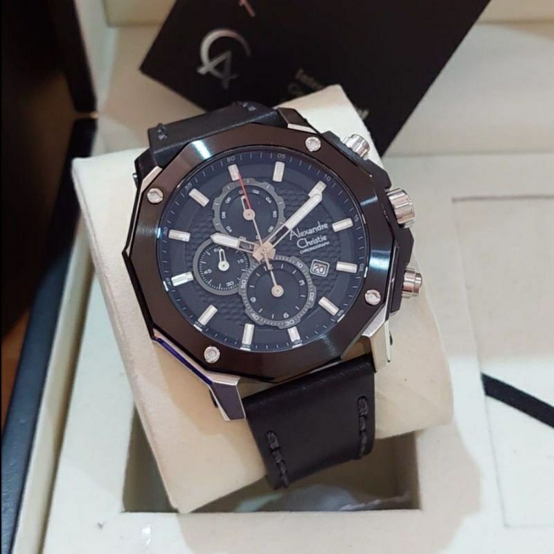 ALEXANDRE CHRISTIE AC6586 AC 6587 JAM TANGAN PRIA ORIGINAL Hitam Silver