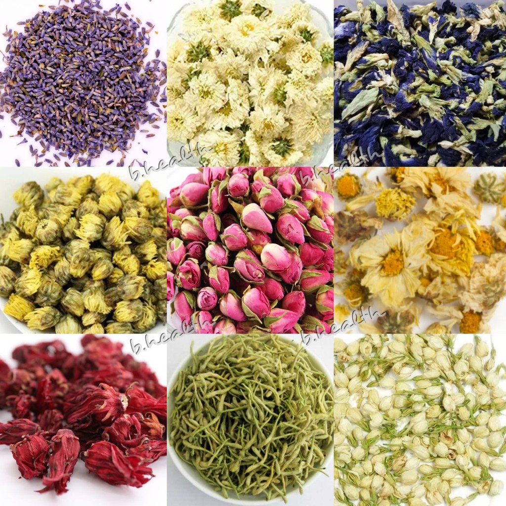 

Flower Tea Buds 100gr Rose Jasmine Baby Chrysanthemum Jasmine Butterfly Pea Flower Teh Bunga