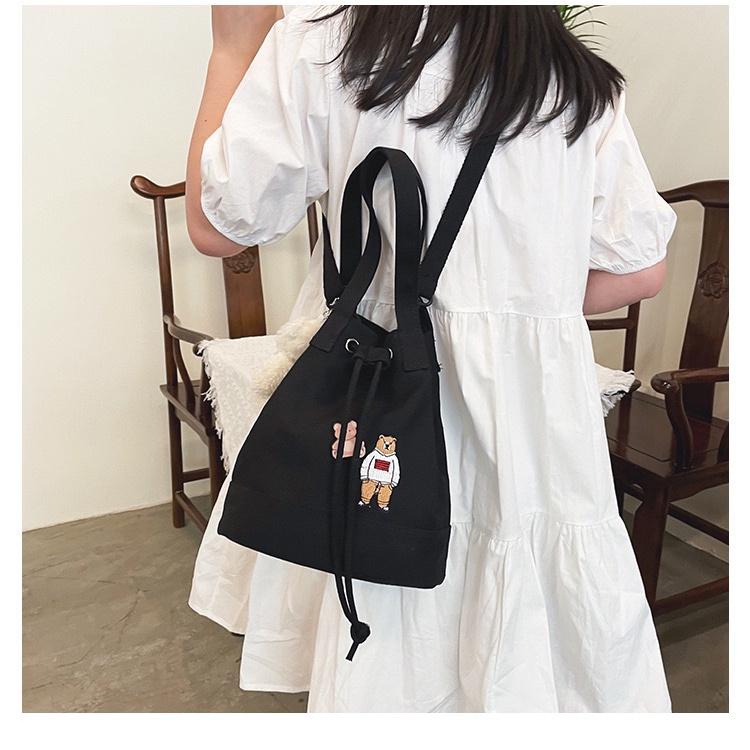 NAOMI - Tote Bag Import Lucy Cute Tas Fashion Bag - Tas Wanita Black Shoulder Bag Sling Bag Premium Fashion - canvas premium bag - tas canvas - tote bag