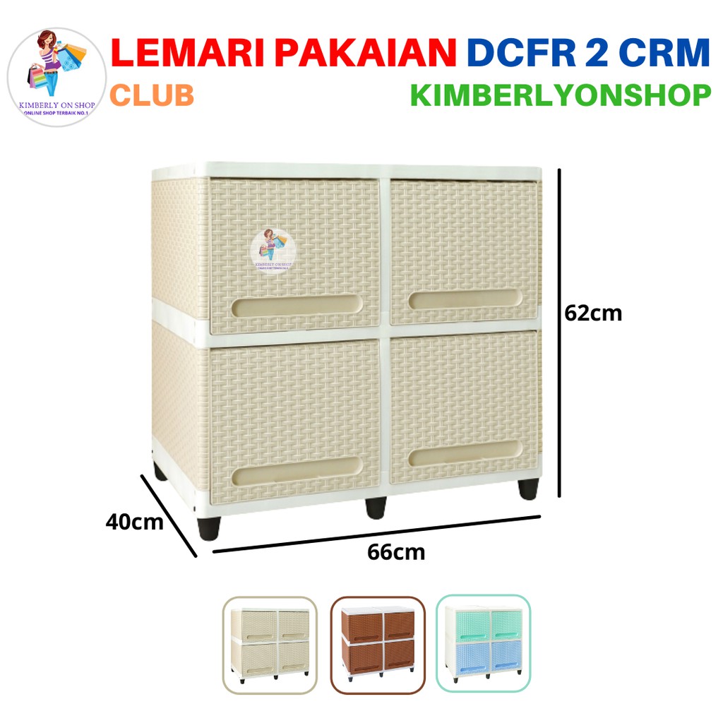 Lemari Pakaian Plastik Laci Clip Flip Double Susun 2