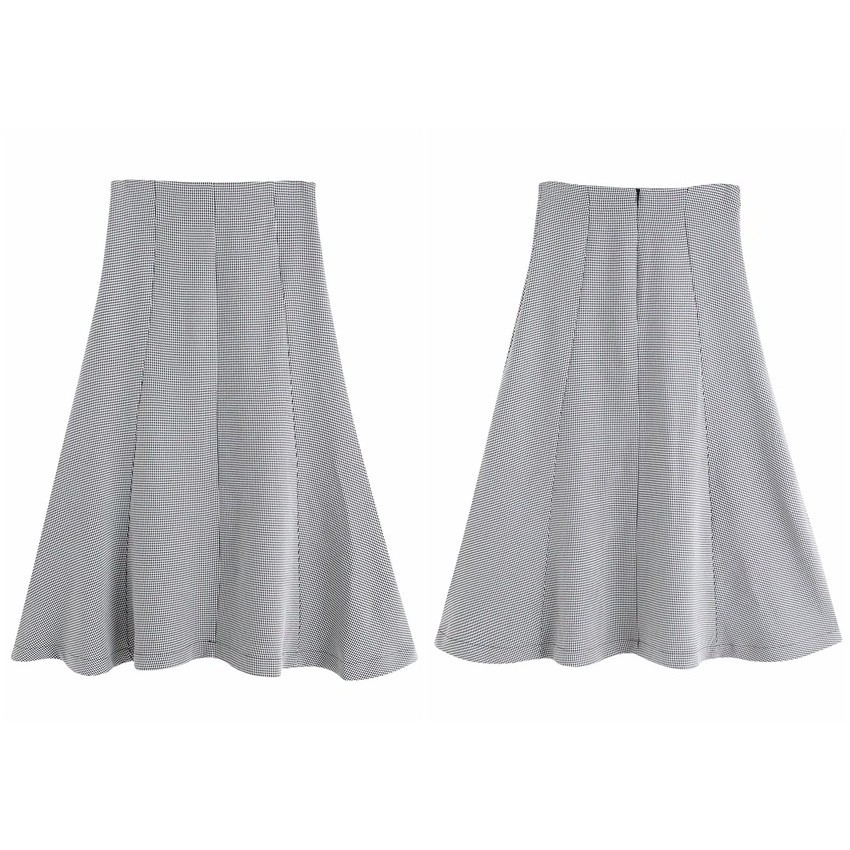 [baju wanita korea]  Rok Panjang Midi Long Skirt Wanita Korea Import Hitam Putih Houndstooth