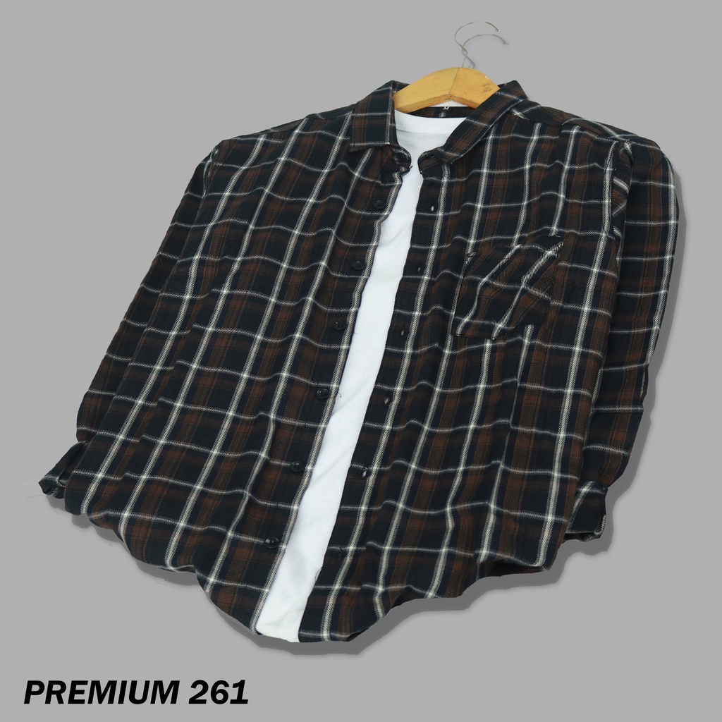Jual Erafez Kemeja Flanel Panjang Kemeja Flannel Coklat Premium 261
