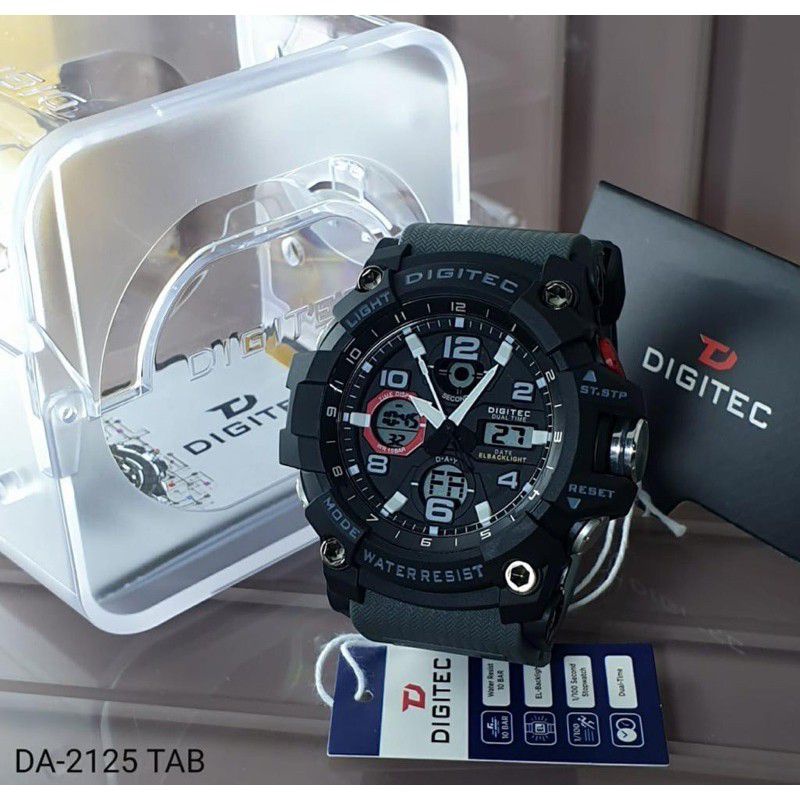 Jam tangan pria Digitec 2125 original dualtime buat berenang alarm dll garansi resmi 1 tahun