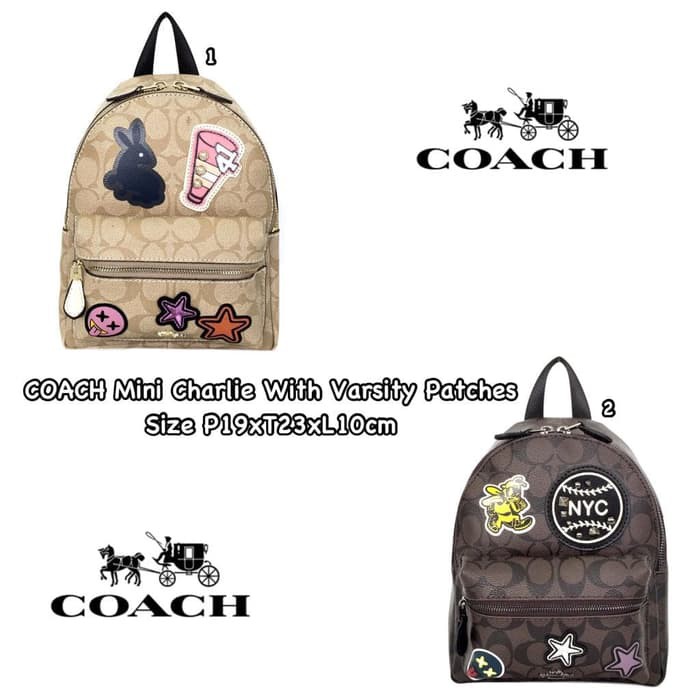 Tas Coach Grade ORI Import Mini Charlie Varsity Backpack Ransel Wanita