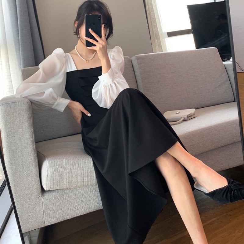 middi dress korean style/ midi dress korean style/ midi dres korean style Dress Midi Wanita | Gaun Hitam Polos M33/ pakaian korea/ baju korea/ baju wanita /midi dress termurah