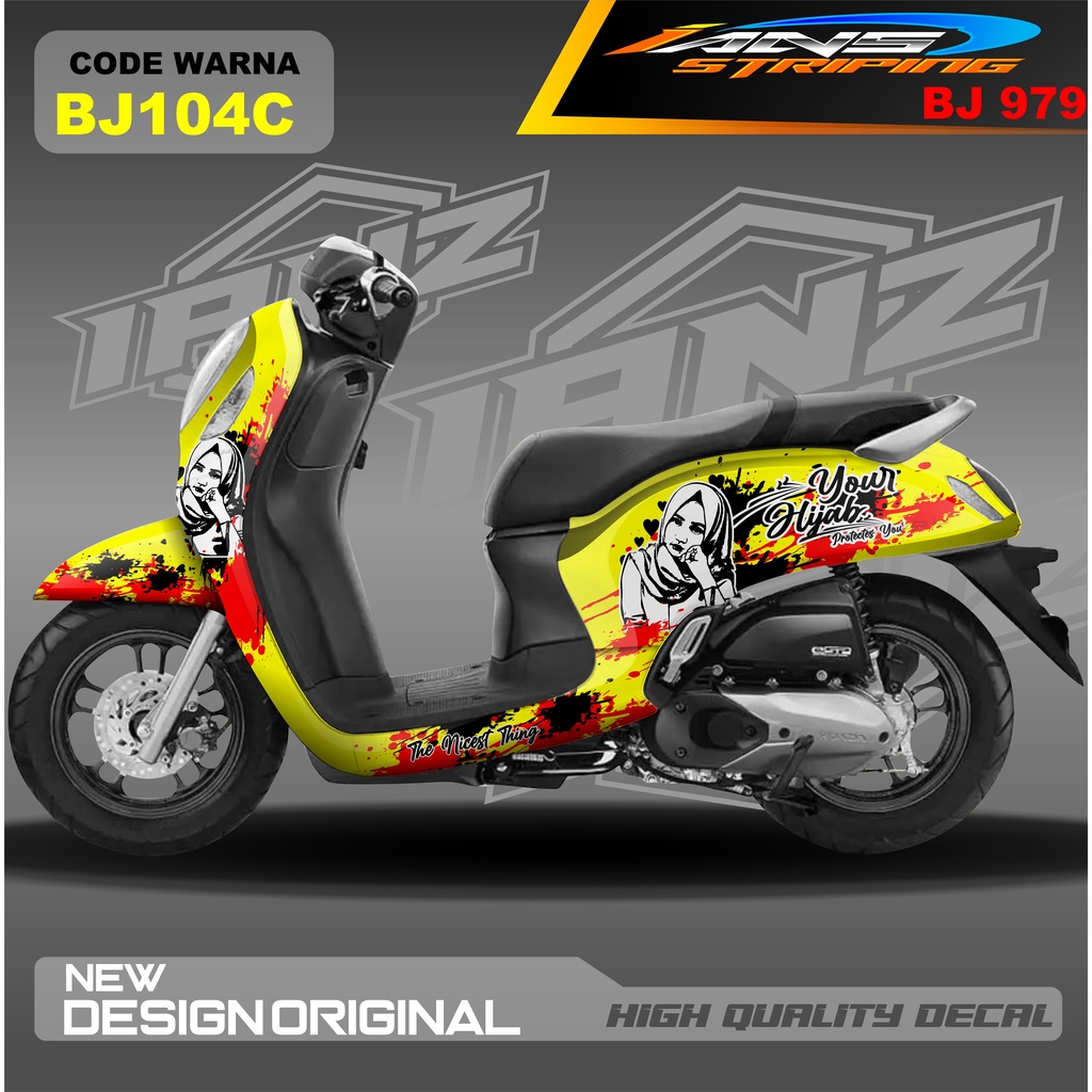 DECAL STIKER HONDA SCOOPY FULL BODY / STICKER VARIASI SCOOPY MOTIF HIJAB / STICKER SCOOPY SILUET WAJAH