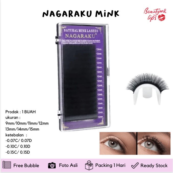 FRS Nagaraku 0.07 CD 0.10 CD 0.15 CD Nagaraku Eyelash Extension Mink ALL TYPE BULU MATA