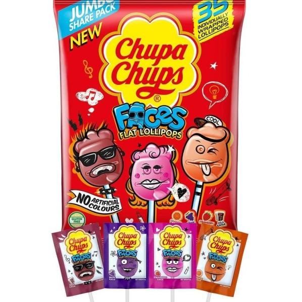

Chupa Chups Faces Flat Lollipops Jumbo Pack Isi 35 Pcs