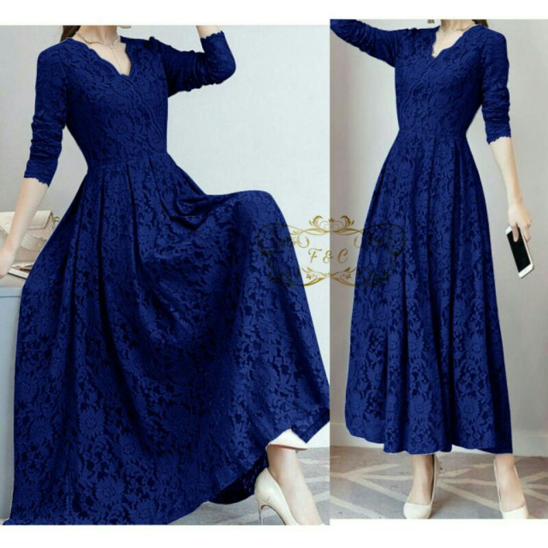 Dress  Brukat Maxi Cassie Long Dress Brukat Acara Pesta/ Dress Brukat Cantik Murah