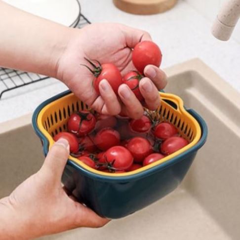 [ABJ] Keranjang Buah Sayur Double Flayer Mini 2in1