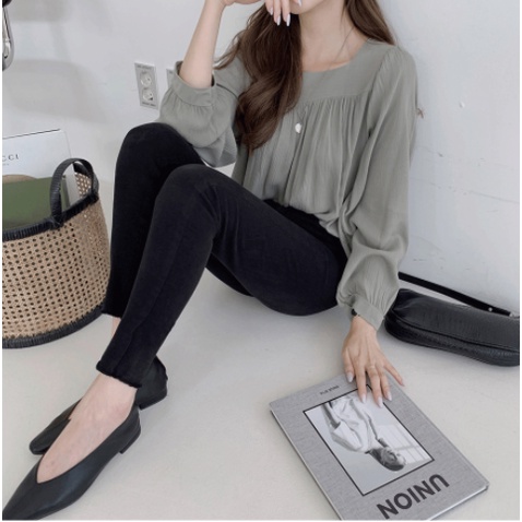 【xiaozhainv】Kemeja wanita bahan sifon satin longgar korea-5
