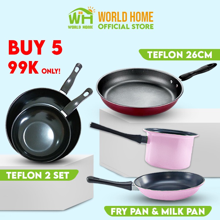 Big Promo Paket Hemat Panci Set 5 in 1 Panci Teflon serbaguna Fry Pan Milk Pan Murah