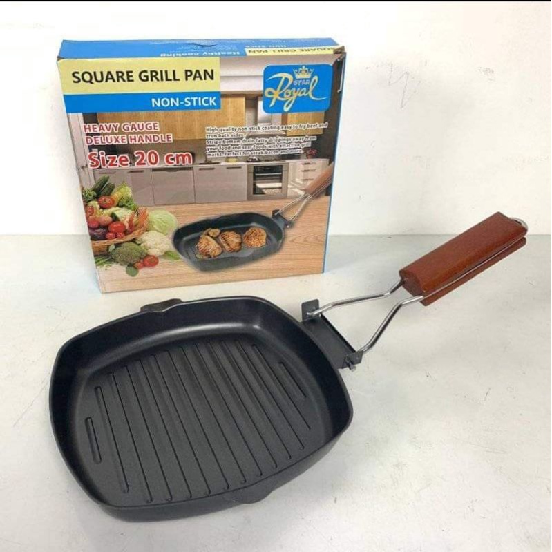 Jual PANGGANGAN SQUARE GRILL PAN NON STICK 20 CM/ TEPLON PEMANGGANG,WAJAN BAKARAN BBQ,SOSIS DLL