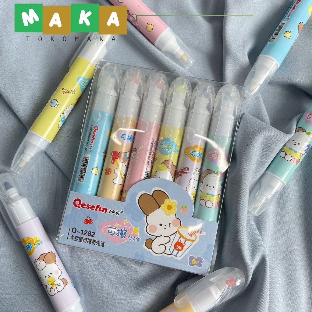 

1 set box stabilo bisa dihapus highlighter eraseable karakter kelinci textmarker penanda buku perlengkapan sekolah alat tulis kantor unik murah import