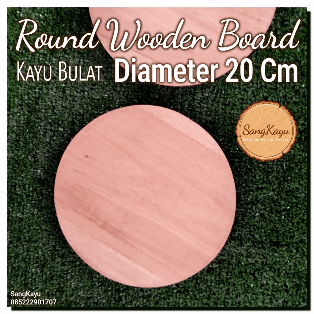 Talenan kayu bulat Diameter 20 cm Wooden cutting board nampan tray