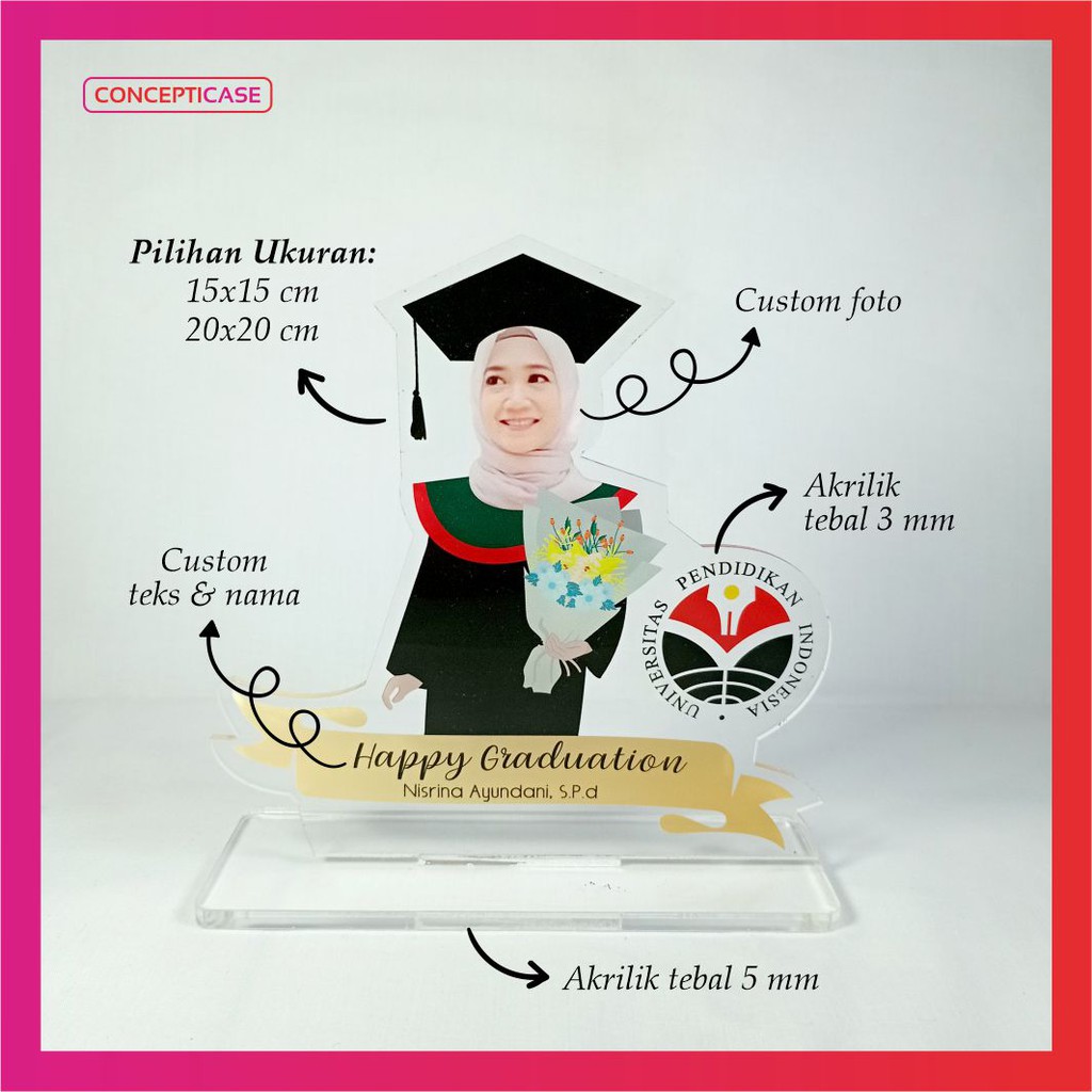 PLAKAT WISUDA PENGHARGAAN SOUVENIR WISUDA AKRILIK TROPHY WISUDA KADO WISUDA