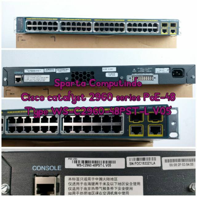 Cisco catalyst 2960 series PoE-48 Type WS-C2960-48PST-L V05 siap pakai